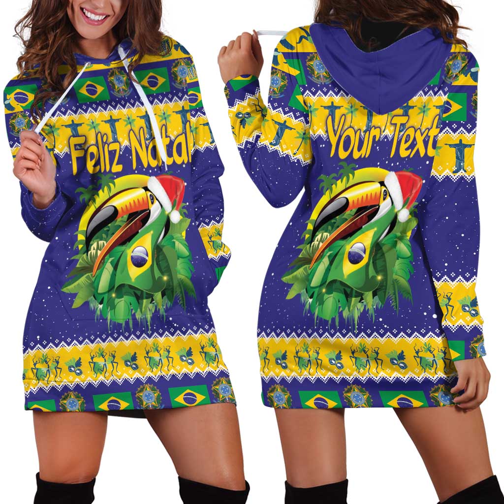 Personalized Brazil Christmas Hoodie Dress Toco Toucan with Brazil Flag - Wonder Print Shop