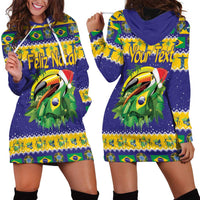 Personalized Brazil Christmas Hoodie Dress Toco Toucan with Brazil Flag - Wonder Print Shop