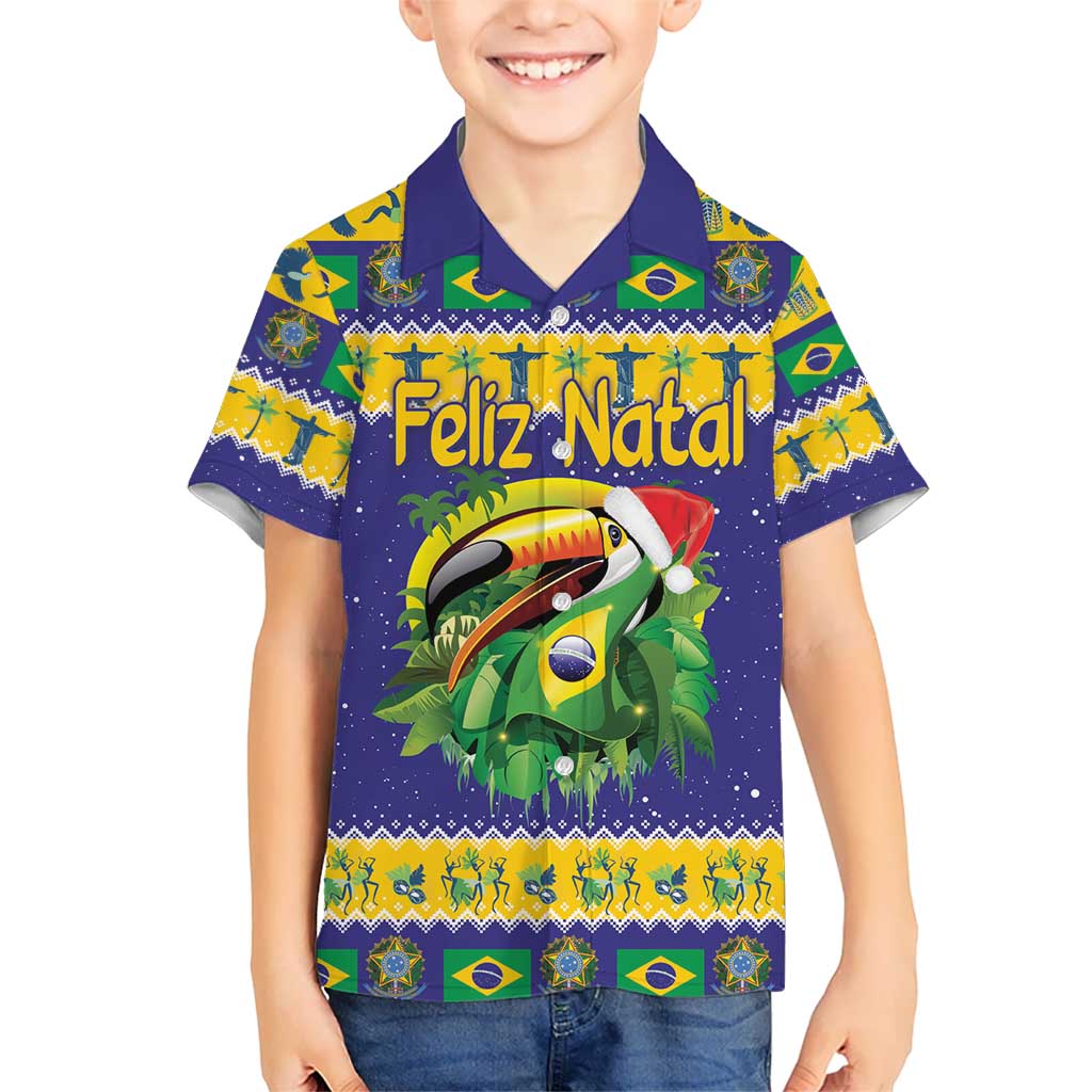 Personalized Brazil Christmas Kid Hawaiian Shirt Toco Toucan with Brazil Flag - Wonder Print Shop