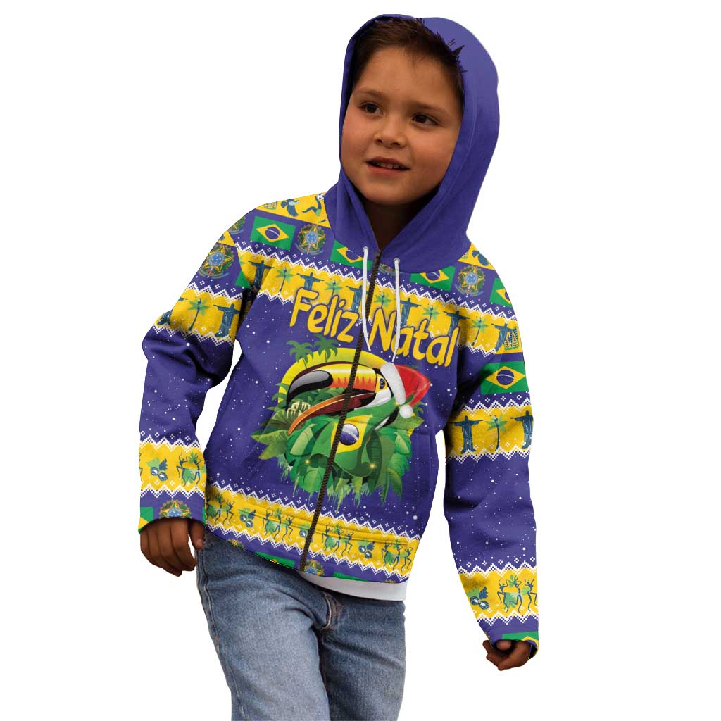 Personalized Brazil Christmas Kid Hoodie Toco Toucan with Brazil Flag - Wonder Print Shop