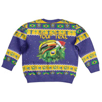 Personalized Brazil Christmas Kid Ugly Christmas Sweater Toco Toucan with Brazil Flag - Wonder Print Shop