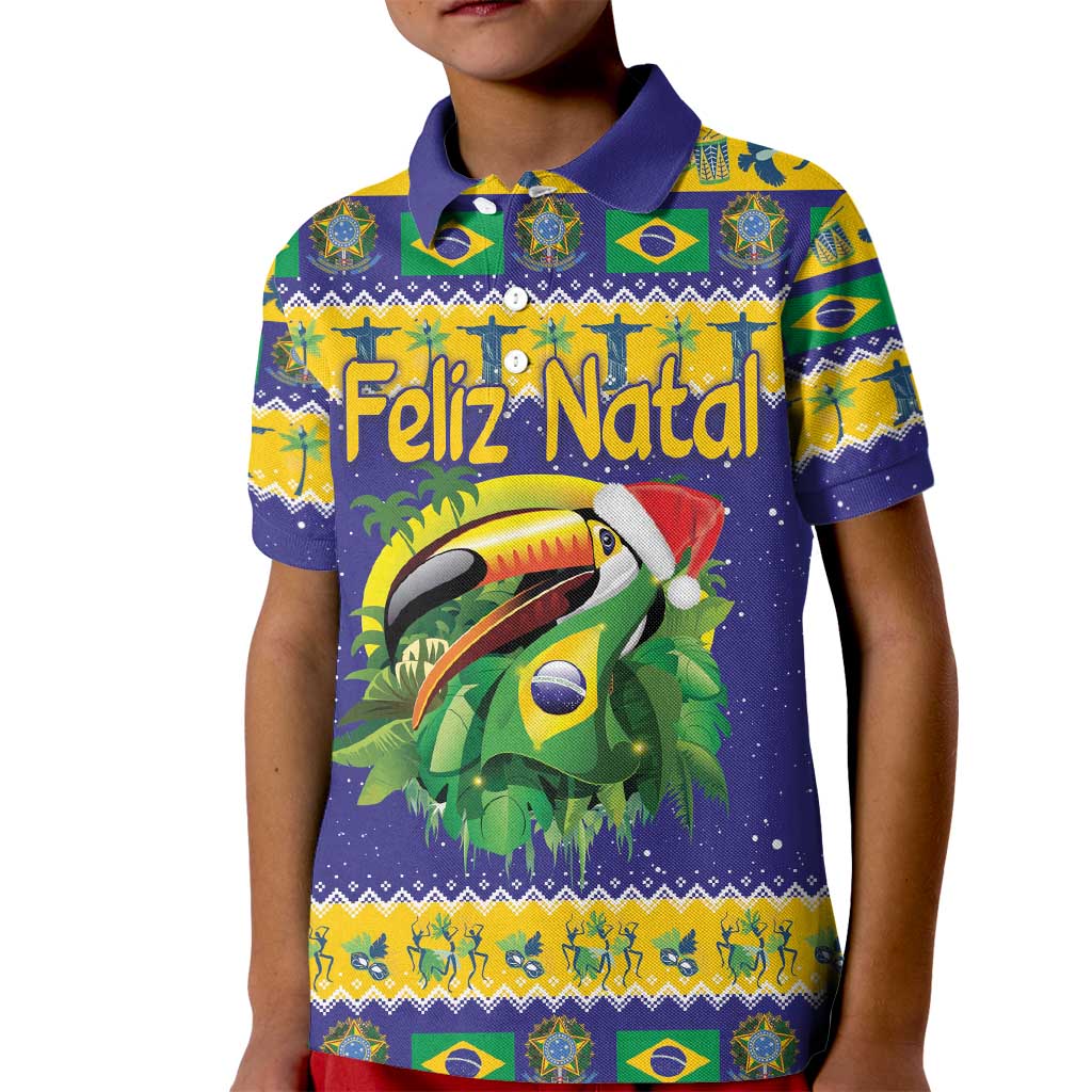 Personalized Brazil Christmas Kid Polo Shirt Toco Toucan with Brazil Flag - Wonder Print Shop