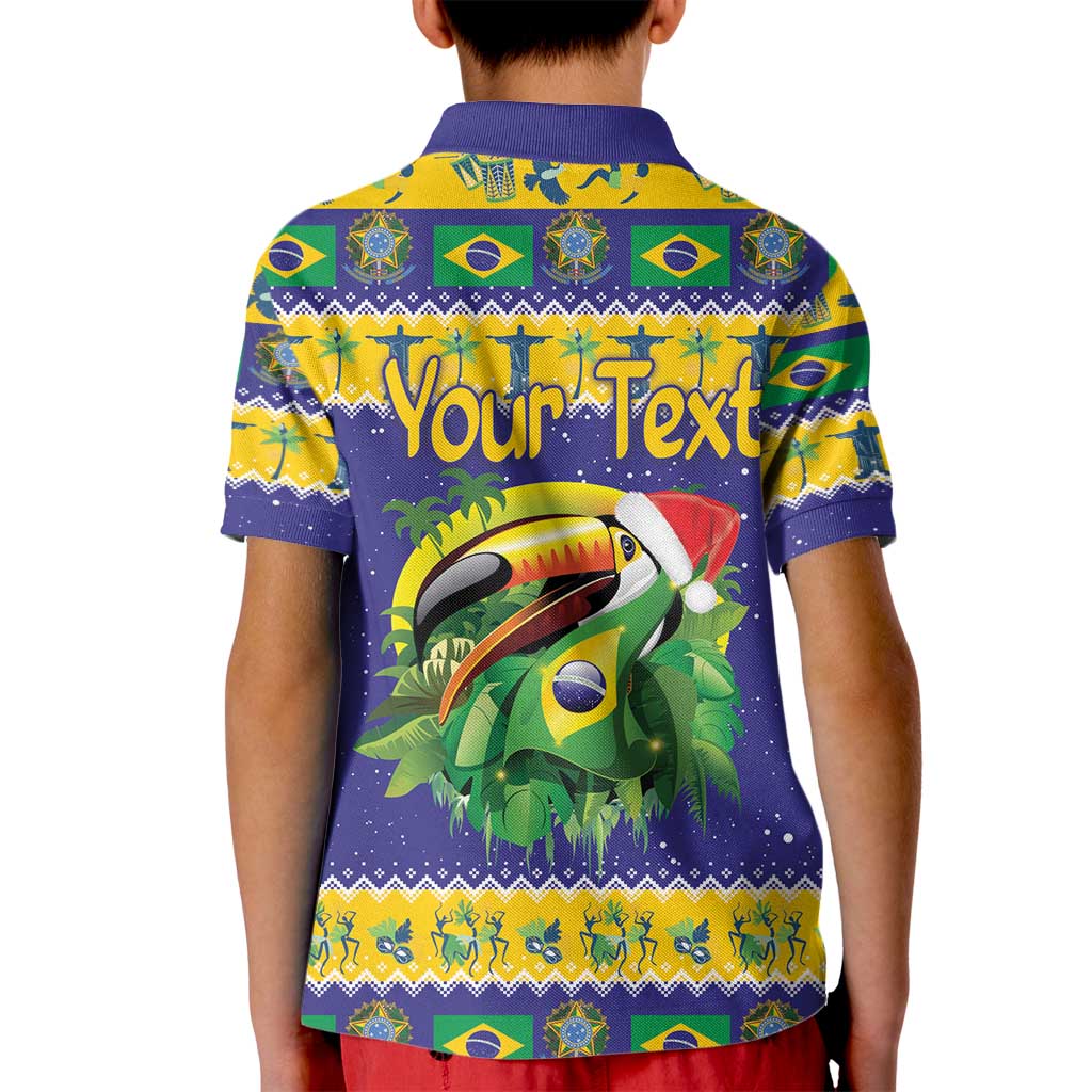 Personalized Brazil Christmas Kid Polo Shirt Toco Toucan with Brazil Flag - Wonder Print Shop