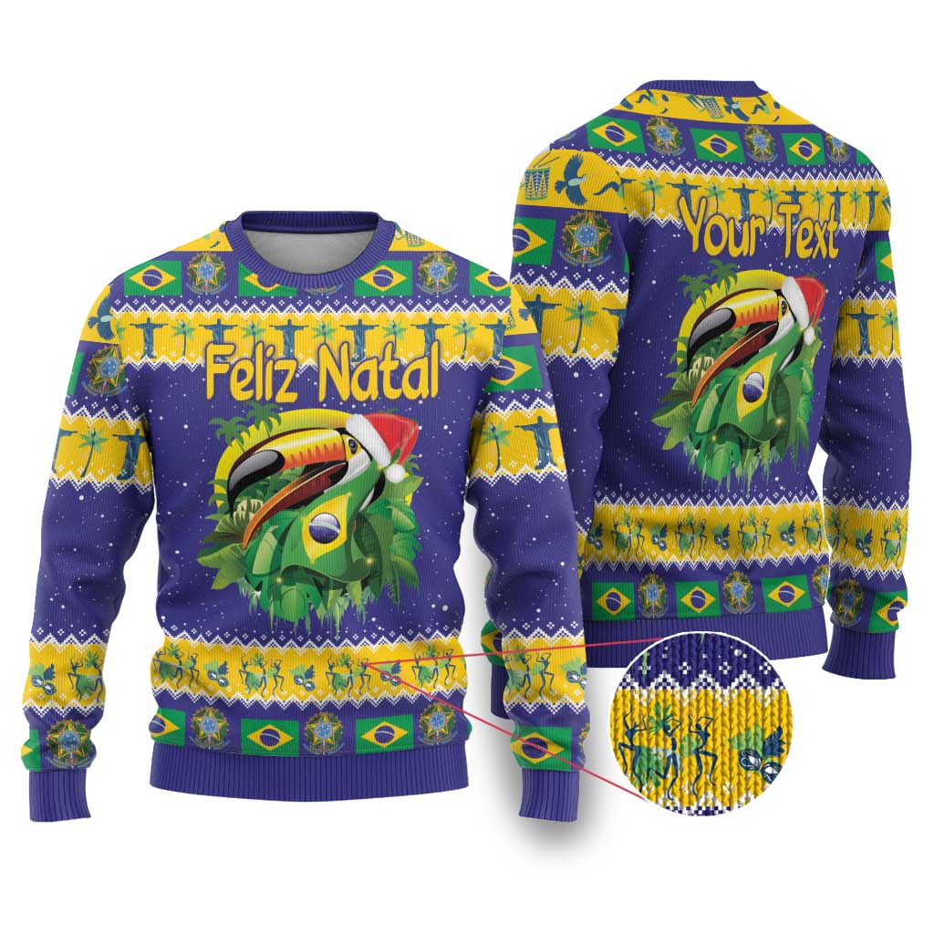 Personalized Brazil Christmas Ugly Christmas Sweater Toco Toucan with Brazil Flag - Wonder Print Shop