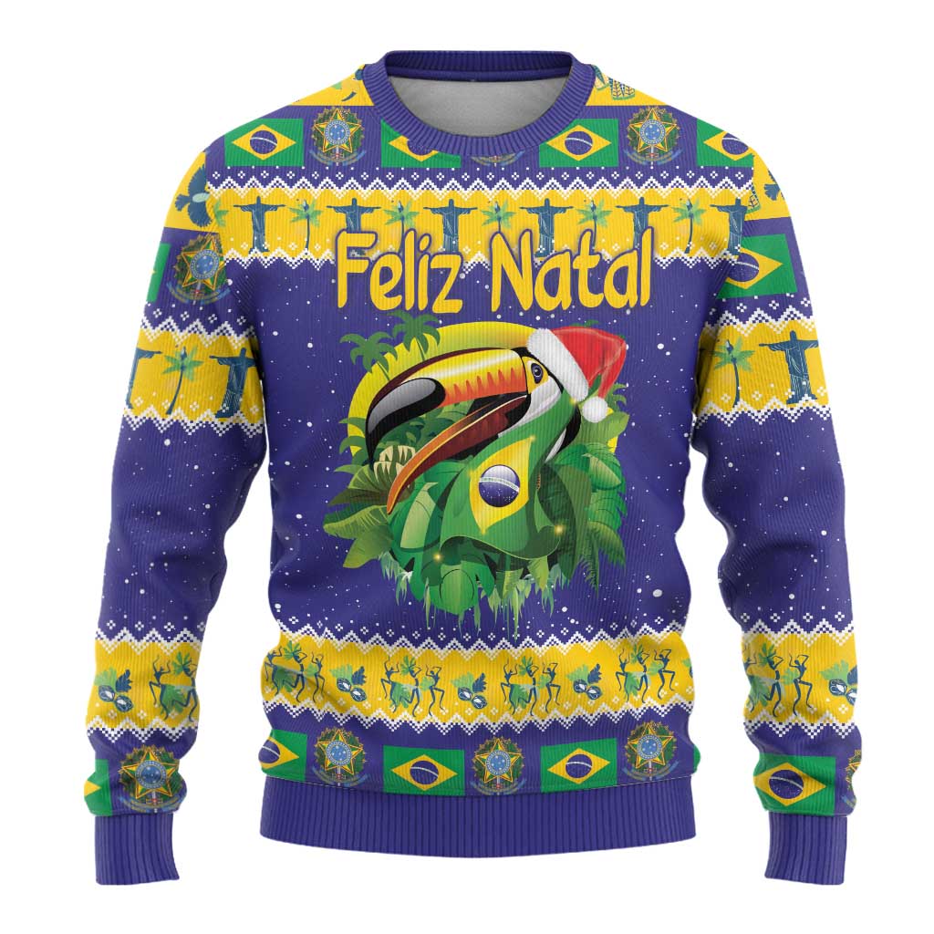 Personalized Brazil Christmas Ugly Christmas Sweater Toco Toucan with Brazil Flag - Wonder Print Shop