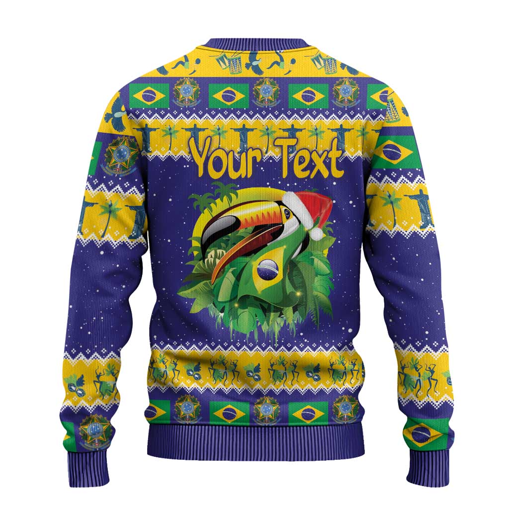 Personalized Brazil Christmas Ugly Christmas Sweater Toco Toucan with Brazil Flag - Wonder Print Shop