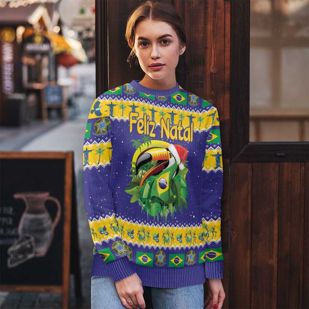Personalized Brazil Christmas Ugly Christmas Sweater Toco Toucan with Brazil Flag - Wonder Print Shop