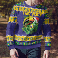 Personalized Brazil Christmas Ugly Christmas Sweater Toco Toucan with Brazil Flag - Wonder Print Shop