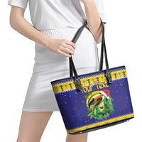 Personalized Brazil Christmas Leather Tote Bag Toco Toucan with Brazil Flag - Wonder Print Shop