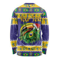 Personalized Brazil Christmas Long Sleeve Shirt Toco Toucan with Brazil Flag - Wonder Print Shop