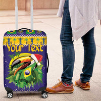 Personalized Brazil Christmas Luggage Cover Toco Toucan with Brazil Flag - Wonder Print Shop