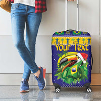Personalized Brazil Christmas Luggage Cover Toco Toucan with Brazil Flag - Wonder Print Shop