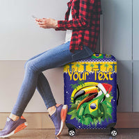 Personalized Brazil Christmas Luggage Cover Toco Toucan with Brazil Flag - Wonder Print Shop