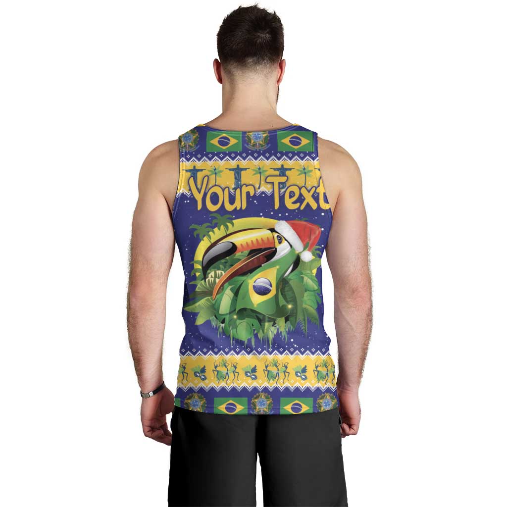 Personalized Brazil Christmas Men Tank Top Toco Toucan with Brazil Flag - Wonder Print Shop