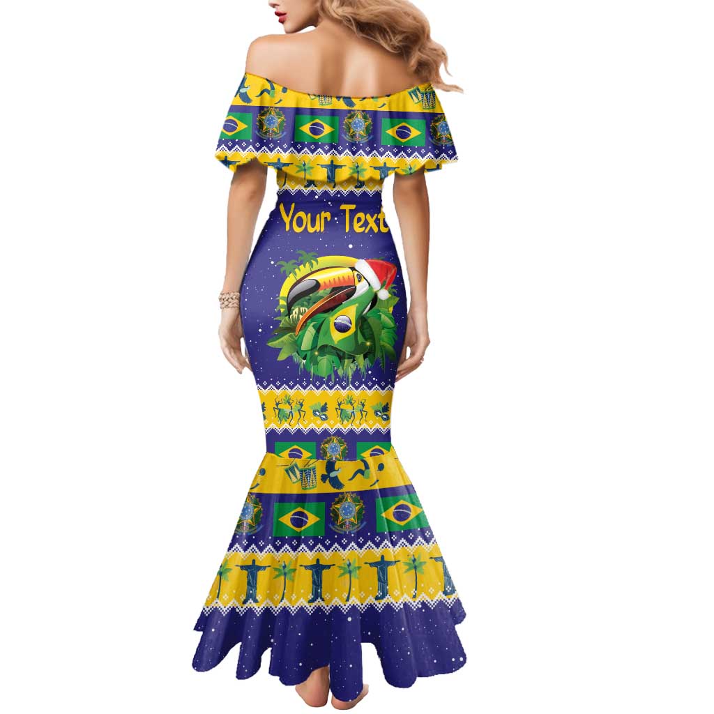 Personalized Brazil Christmas Mermaid Dress Toco Toucan with Brazil Flag - Wonder Print Shop