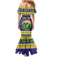 Personalized Brazil Christmas Mermaid Dress Toco Toucan with Brazil Flag - Wonder Print Shop