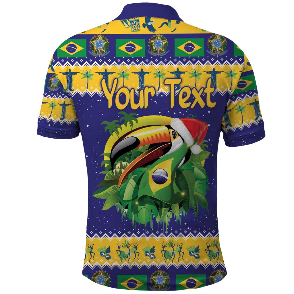 Personalized Brazil Christmas Polo Shirt Toco Toucan with Brazil Flag - Wonder Print Shop