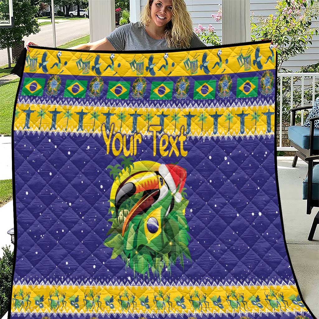 Personalized Brazil Christmas Quilt Toco Toucan with Brazil Flag - Wonder Print Shop
