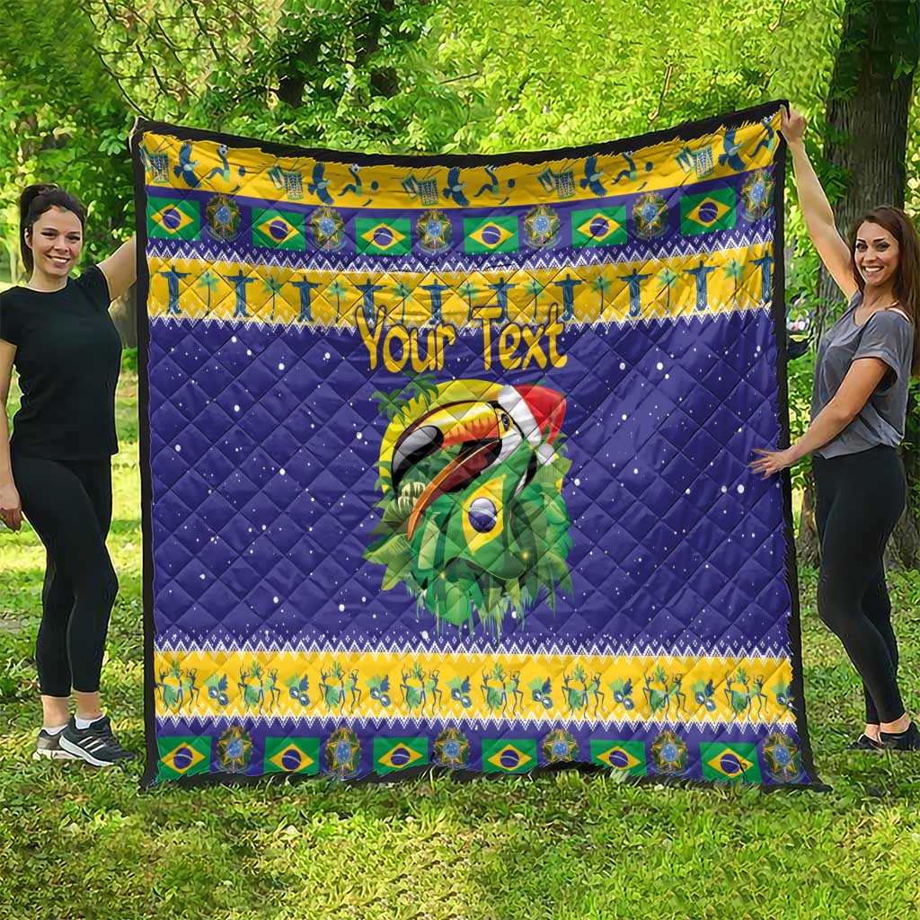 Personalized Brazil Christmas Quilt Toco Toucan with Brazil Flag - Wonder Print Shop