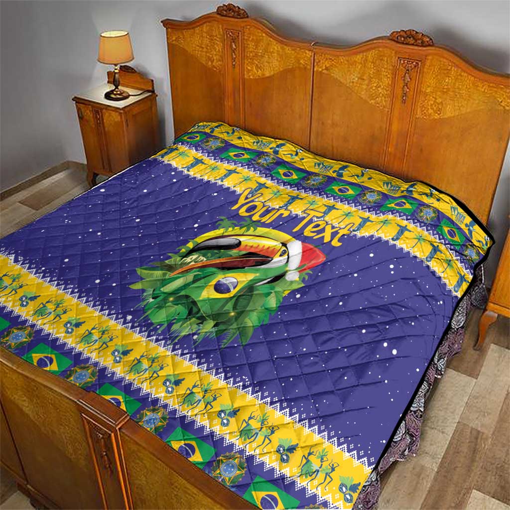 Personalized Brazil Christmas Quilt Toco Toucan with Brazil Flag - Wonder Print Shop