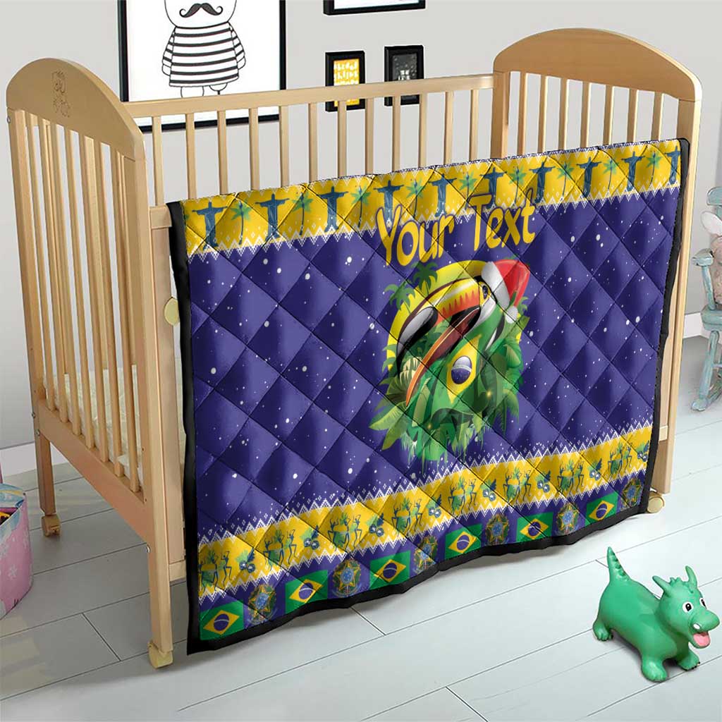 Personalized Brazil Christmas Quilt Toco Toucan with Brazil Flag - Wonder Print Shop