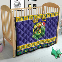 Personalized Brazil Christmas Quilt Toco Toucan with Brazil Flag - Wonder Print Shop