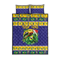 Personalized Brazil Christmas Quilt Bed Set Toco Toucan with Brazil Flag - Wonder Print Shop