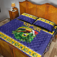 Personalized Brazil Christmas Quilt Bed Set Toco Toucan with Brazil Flag - Wonder Print Shop