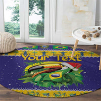 Personalized Brazil Christmas Round Carpet Toco Toucan with Brazil Flag