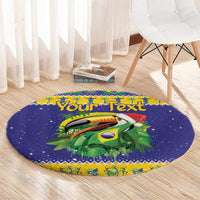 Personalized Brazil Christmas Round Carpet Toco Toucan with Brazil Flag