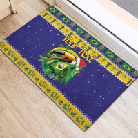 Personalized Brazil Christmas Rubber Doormat Toco Toucan with Brazil Flag - Wonder Print Shop