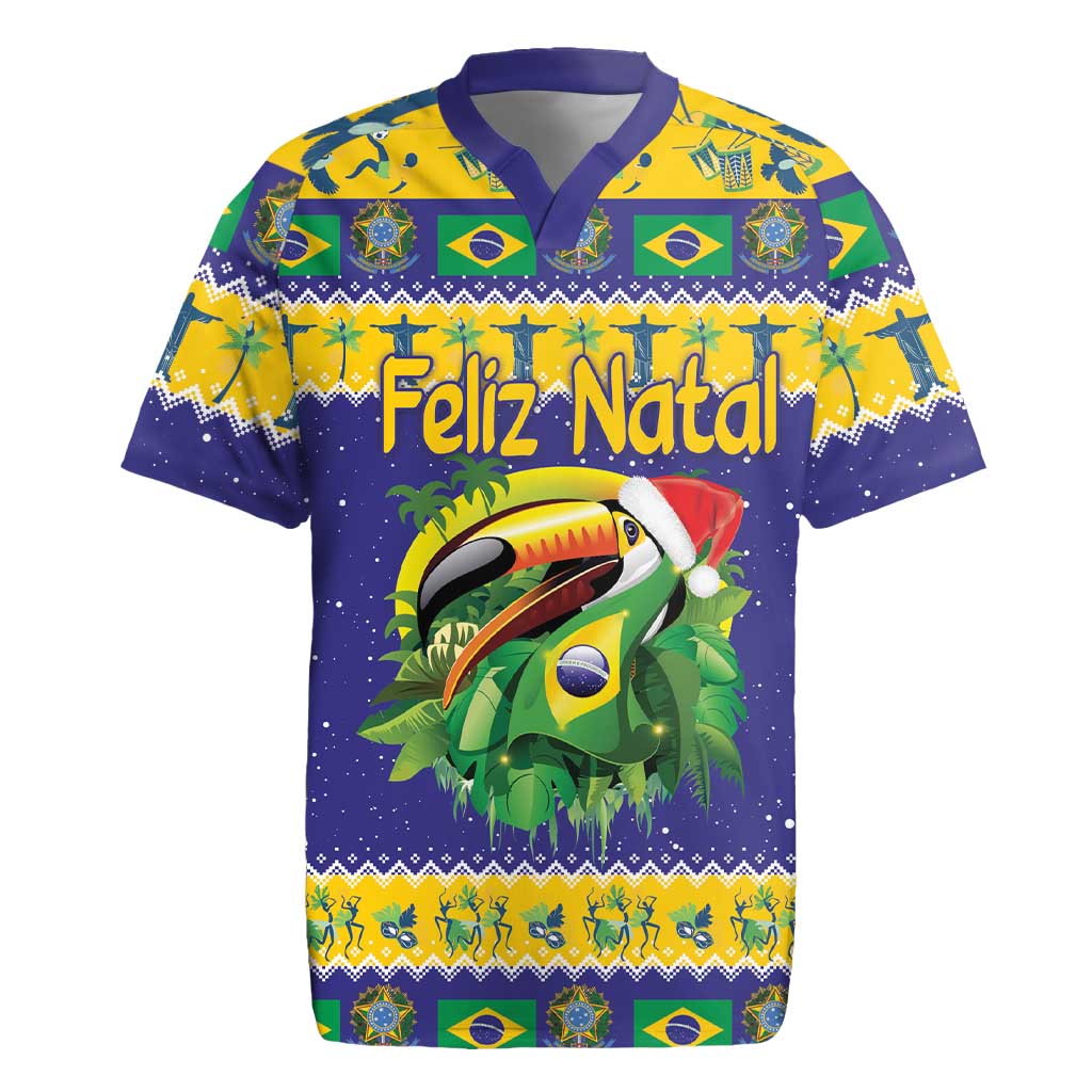 Personalized Brazil Christmas Rugby Jersey Toco Toucan with Brazil Flag - Wonder Print Shop