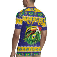 Personalized Brazil Christmas Rugby Jersey Toco Toucan with Brazil Flag - Wonder Print Shop
