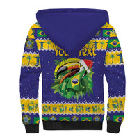 Personalized Brazil Christmas Sherpa Hoodie Toco Toucan with Brazil Flag - Wonder Print Shop