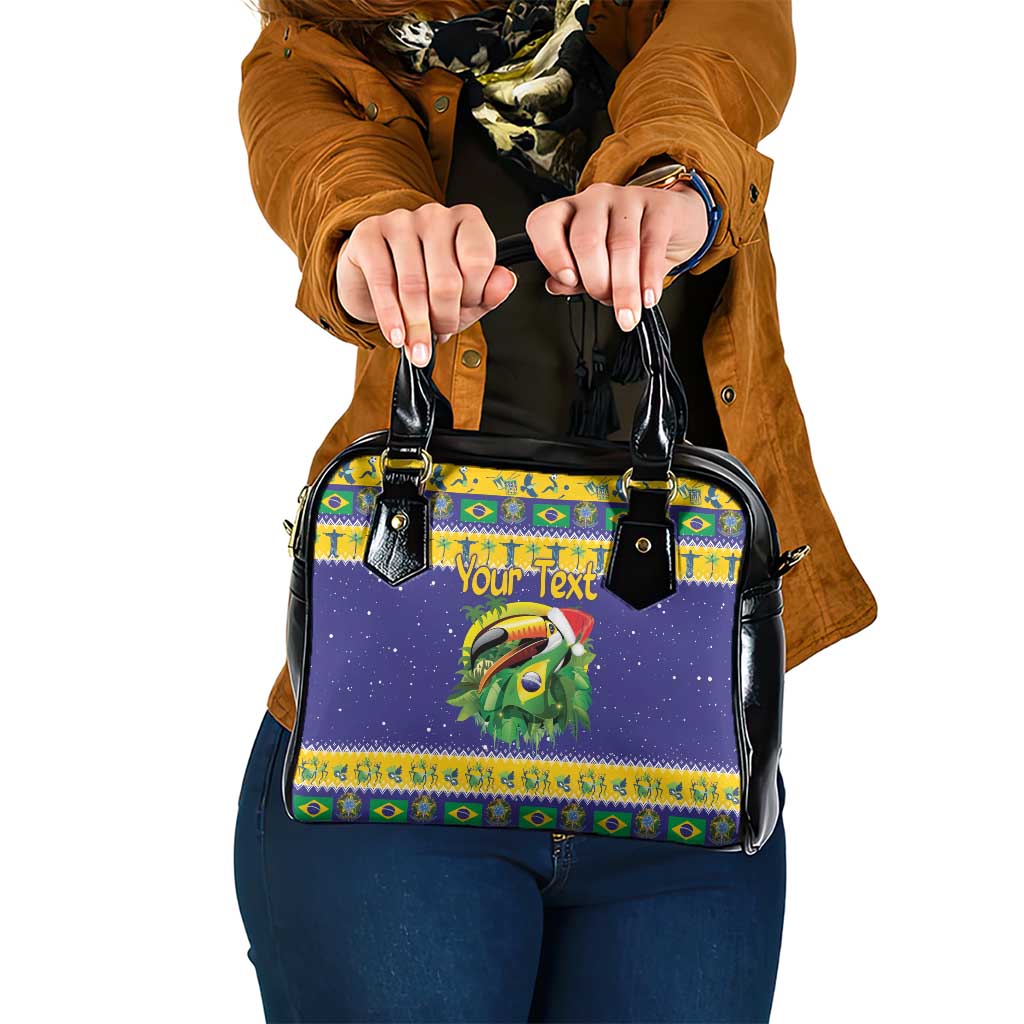 Personalized Brazil Christmas Shoulder Handbag Toco Toucan with Brazil Flag