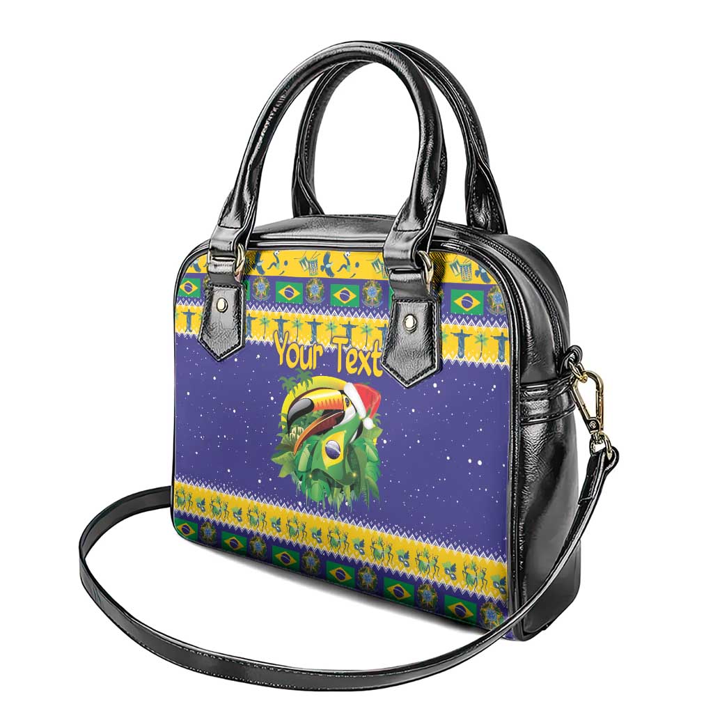 Personalized Brazil Christmas Shoulder Handbag Toco Toucan with Brazil Flag