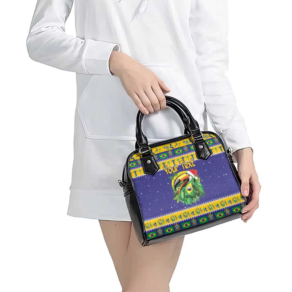 Personalized Brazil Christmas Shoulder Handbag Toco Toucan with Brazil Flag