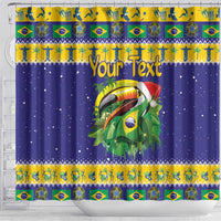 Personalized Brazil Christmas Shower Curtain Toco Toucan with Brazil Flag