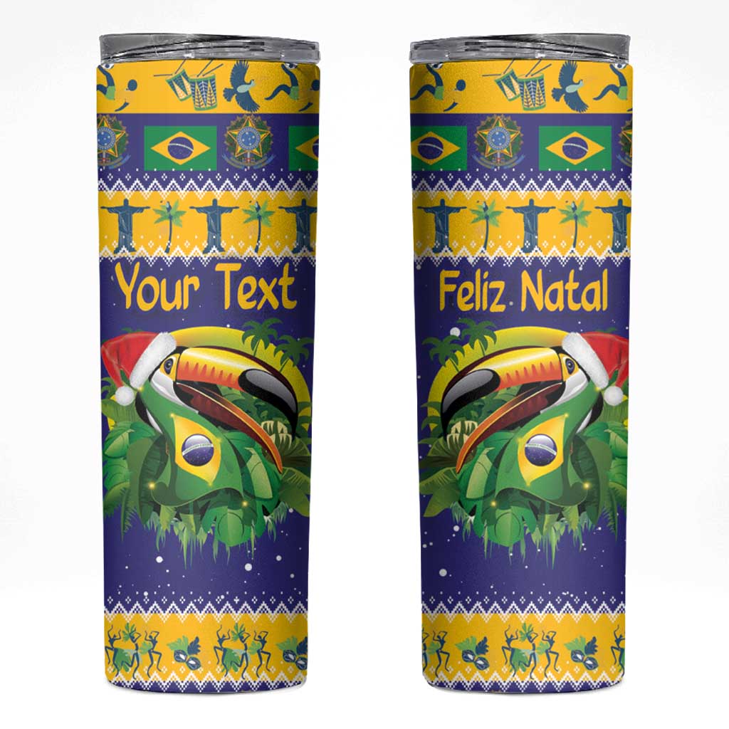 Personalized Brazil Christmas Skinny Tumbler Toco Toucan with Brazil Flag - Wonder Print Shop