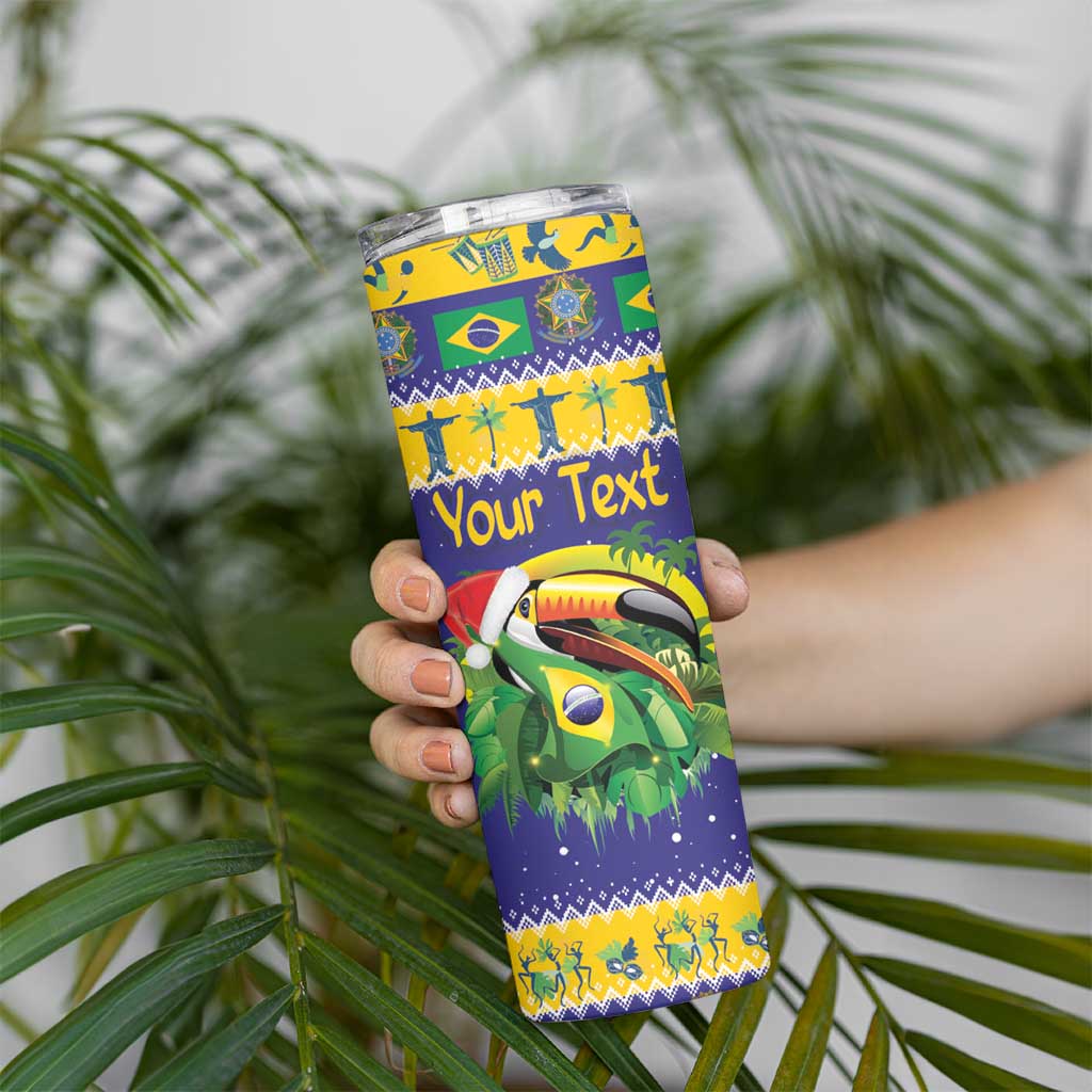 Personalized Brazil Christmas Skinny Tumbler Toco Toucan with Brazil Flag - Wonder Print Shop