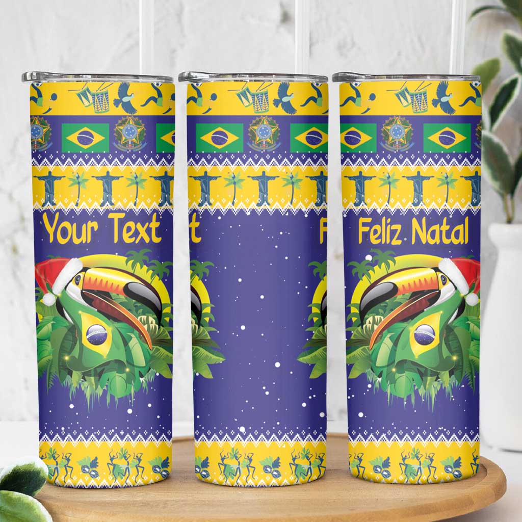 Personalized Brazil Christmas Skinny Tumbler Toco Toucan with Brazil Flag - Wonder Print Shop