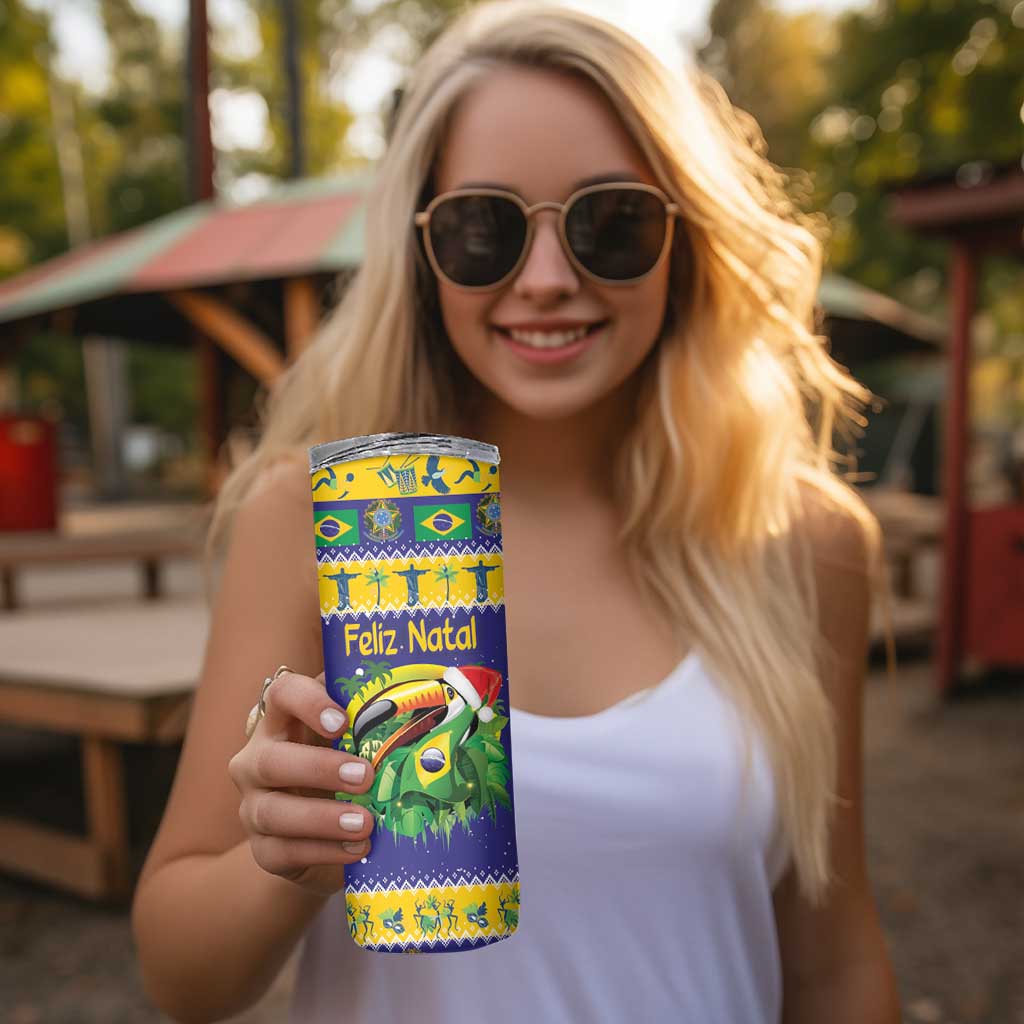 Personalized Brazil Christmas Skinny Tumbler Toco Toucan with Brazil Flag - Wonder Print Shop