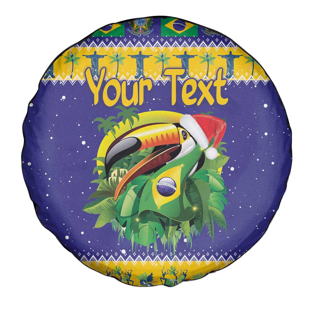 Personalized Brazil Christmas Spare Tire Cover Toco Toucan with Brazil Flag - Wonder Print Shop
