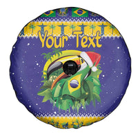 Personalized Brazil Christmas Spare Tire Cover Toco Toucan with Brazil Flag - Wonder Print Shop