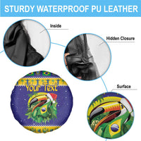 Personalized Brazil Christmas Spare Tire Cover Toco Toucan with Brazil Flag - Wonder Print Shop
