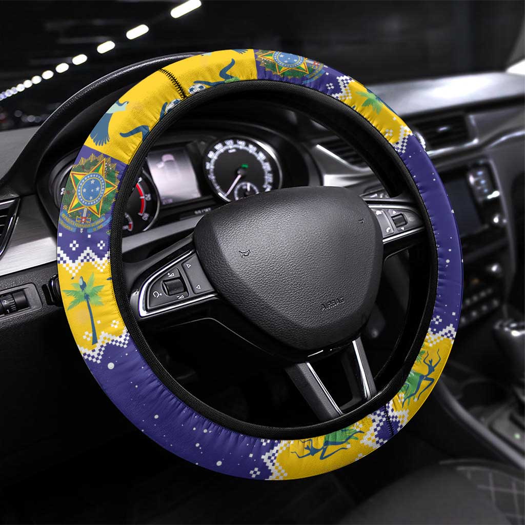 Brazil Christmas Steering Wheel Cover Toco Toucan with Brazil Flag - Wonder Print Shop
