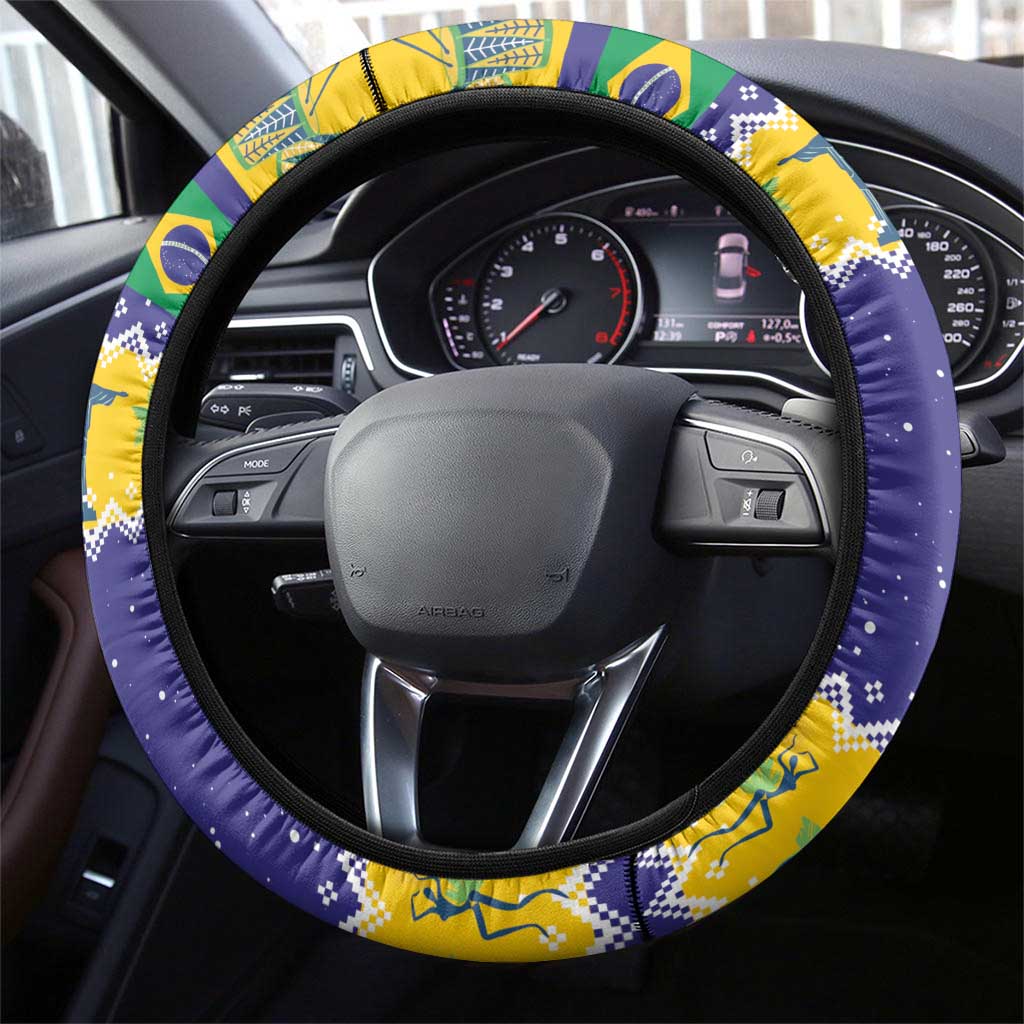 Brazil Christmas Steering Wheel Cover Toco Toucan with Brazil Flag - Wonder Print Shop