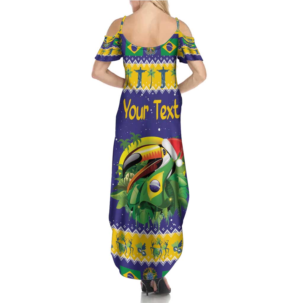 Personalized Brazil Christmas Summer Maxi Dress Toco Toucan with Brazil Flag - Wonder Print Shop