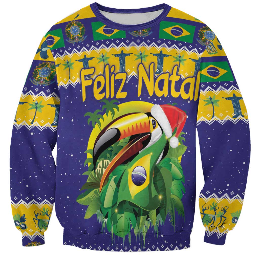 Personalized Brazil Christmas Sweatshirt Toco Toucan with Brazil Flag - Wonder Print Shop