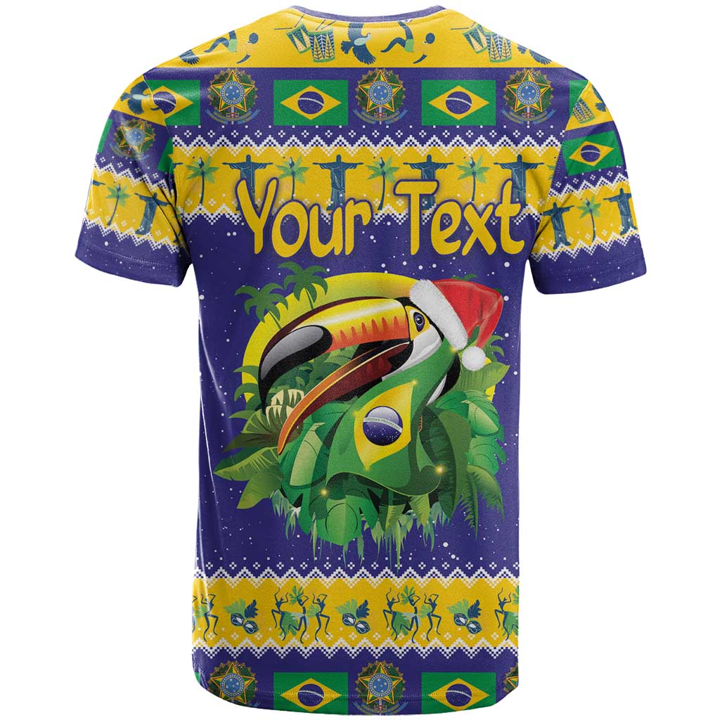 Personalized Brazil Christmas T Shirt Toco Toucan with Brazil Flag - Wonder Print Shop